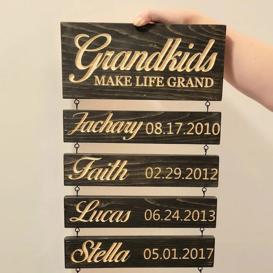 Personalisierte Grandkids Hanging Sign (graviert) Familie Keepsake